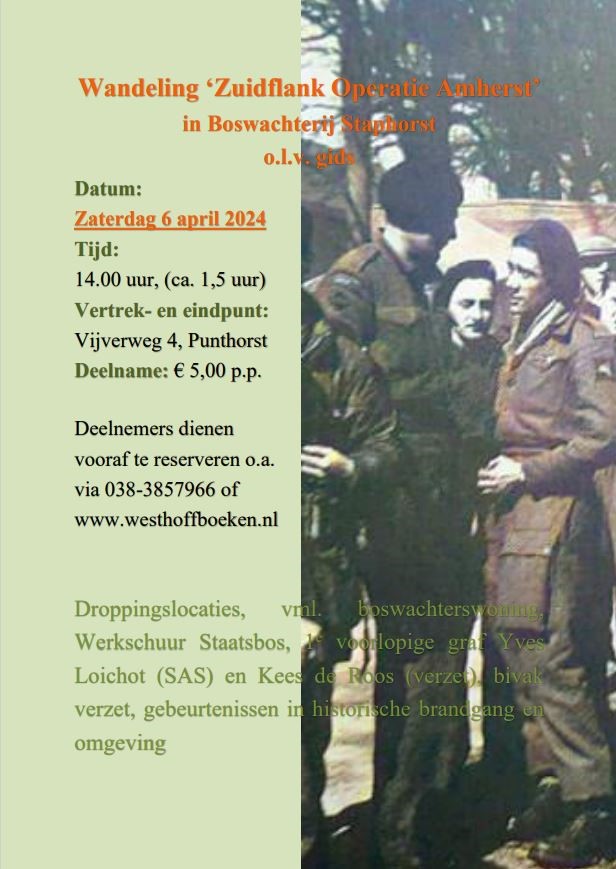 Wandeling ‘Zuidflank Operatie Amherst’ 6 april in Boswachterij Staphorst’ o.l.v. gids